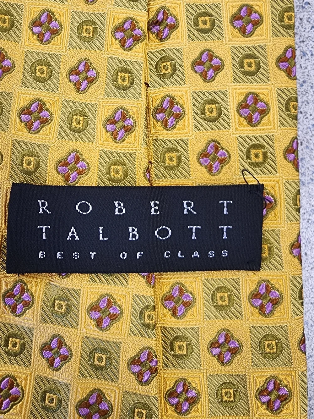 Robert Talbott Best of Class Yellow Silk Geometric Medallion Luxury Men's Tie